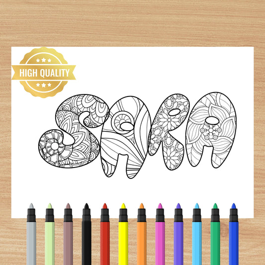 Custom Name Coloring Page: Fun Patterns, Personalized Art (Digital Download)