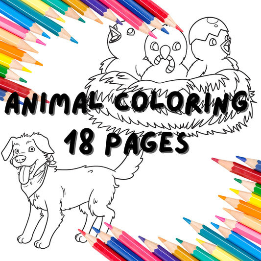 Cute Animals Coloring Pages for Kids – 18 Fun and Easy Designs for Instant Download