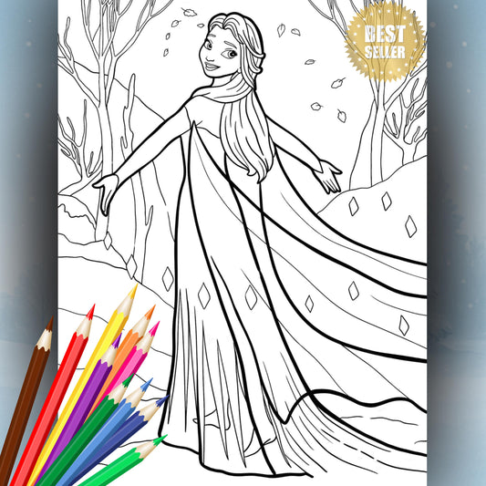 Snow Queen & Princess Printable Coloring Pack PDF | 21 Cute Fairy Tale Pages | Instant Download