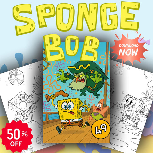SpongeBob Coloring Book: 49 Printable Pages + Bonus Cover (A4 & US Letter Digital Download