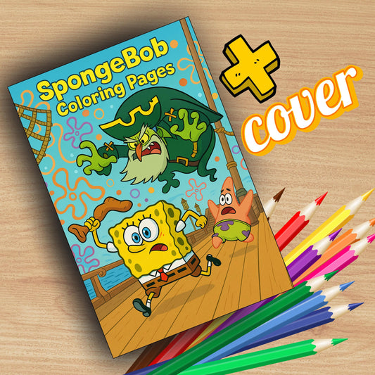 SpongeBob Coloring Book: 49 Printable Pages + Bonus Cover (A4 & US Letter Digital Download