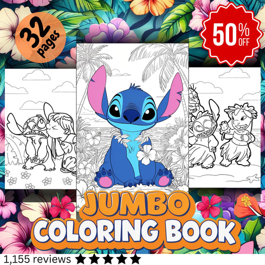 32 Pages - STITCH & LILO Adventures - Jumbo Coloring Book