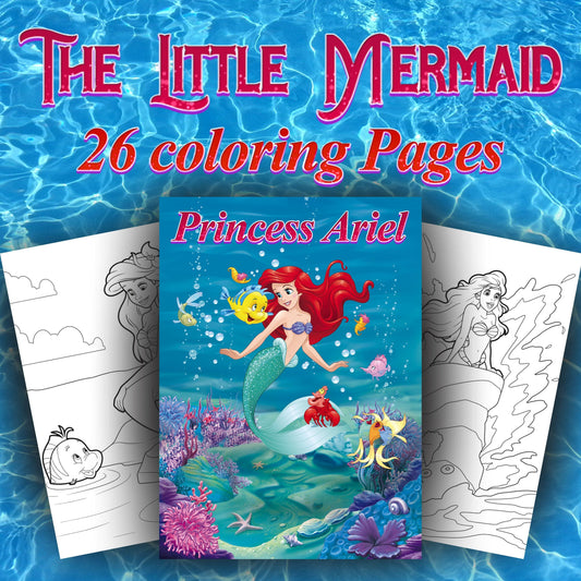 Printable Mermaid Coloring Book | 26 Pages of Magical Mermaid | Instant Download PDF